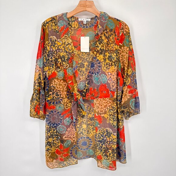 CAbi Shakespeare ruffle tie front kimono top jacket Size XL womens New - Picture 8 of 13
